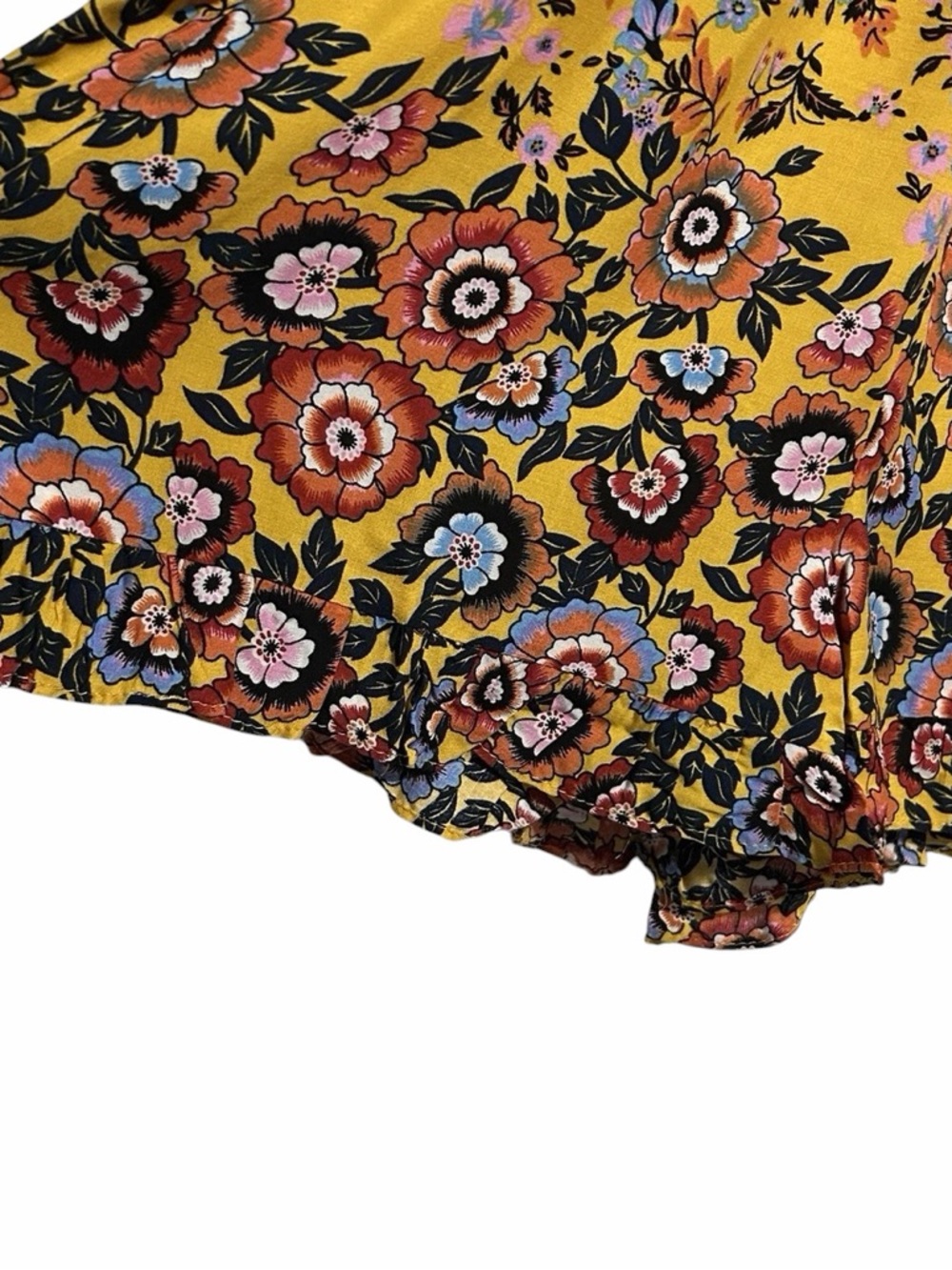 Boho Floral Ruffle Off Shoulder Romper Mustard Festival Cottagecore Small Umgee - Picture 6 of 8
